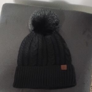 Elegant Black Knit Pom-Pom Hat for Women